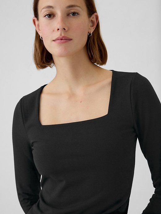 Image number 4 showing, Modern Square-Neck Cropped T-Shirt