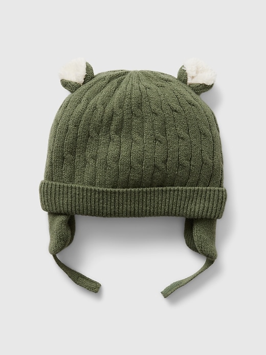 Image number 1 showing, Baby CashSoft Sherpa-Lined Bear Beanie