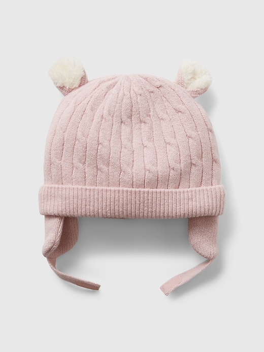 Image number 1 showing, Baby CashSoft Sherpa-Lined Bear Beanie