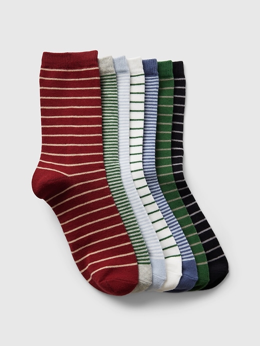 View large product image 1 of 1. Kids Stripe Crew Socks (7-Pack)