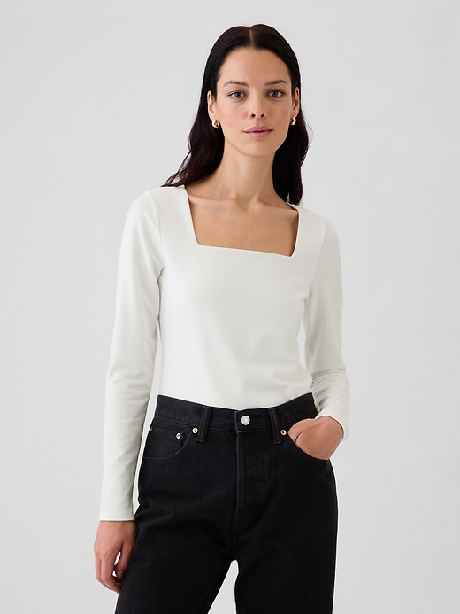 Image number 1 showing, Modern Square-Neck Cropped T-Shirt