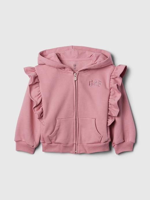 Image number 1 showing, babyGap Vintage Soft Logo Ruffle Zip Hoodie