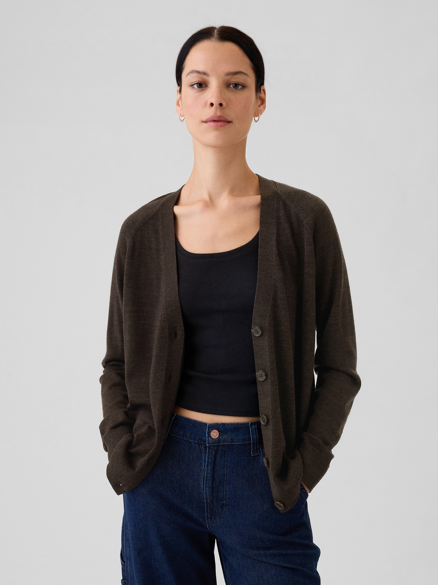 Merino Cardigan - Brown