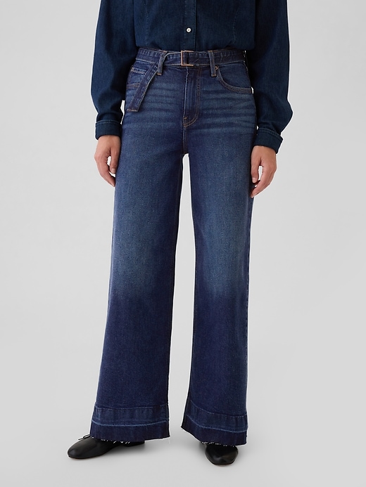 Image number 2 showing, High Rise Stride Belted Wide-Leg Jeans