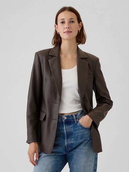 Image number 1 showing, Vegan Leather Blazer