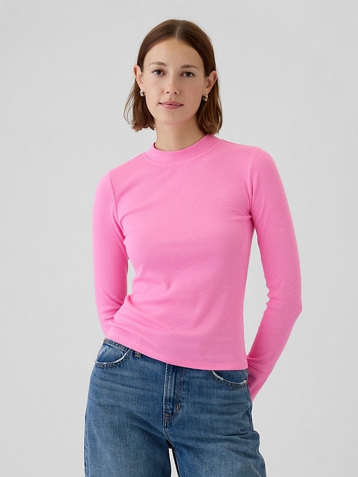 Image number 1 showing, Essential Rib Mockneck T-Shirt