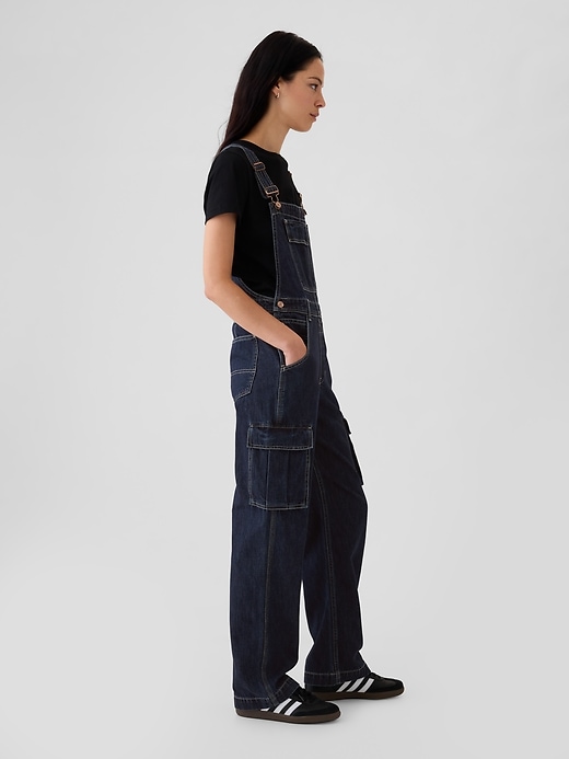 Image number 2 showing, Relaxed Denim Cargo Overalls