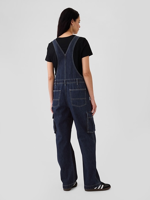 Image number 3 showing, Relaxed Denim Cargo Overalls