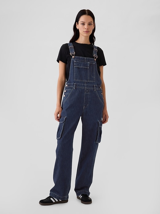 Image number 1 showing, Relaxed Denim Cargo Overalls