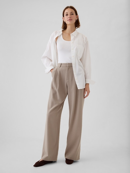 Image number 1 showing, 365 High Rise Brushed Twill Pleated Trousers