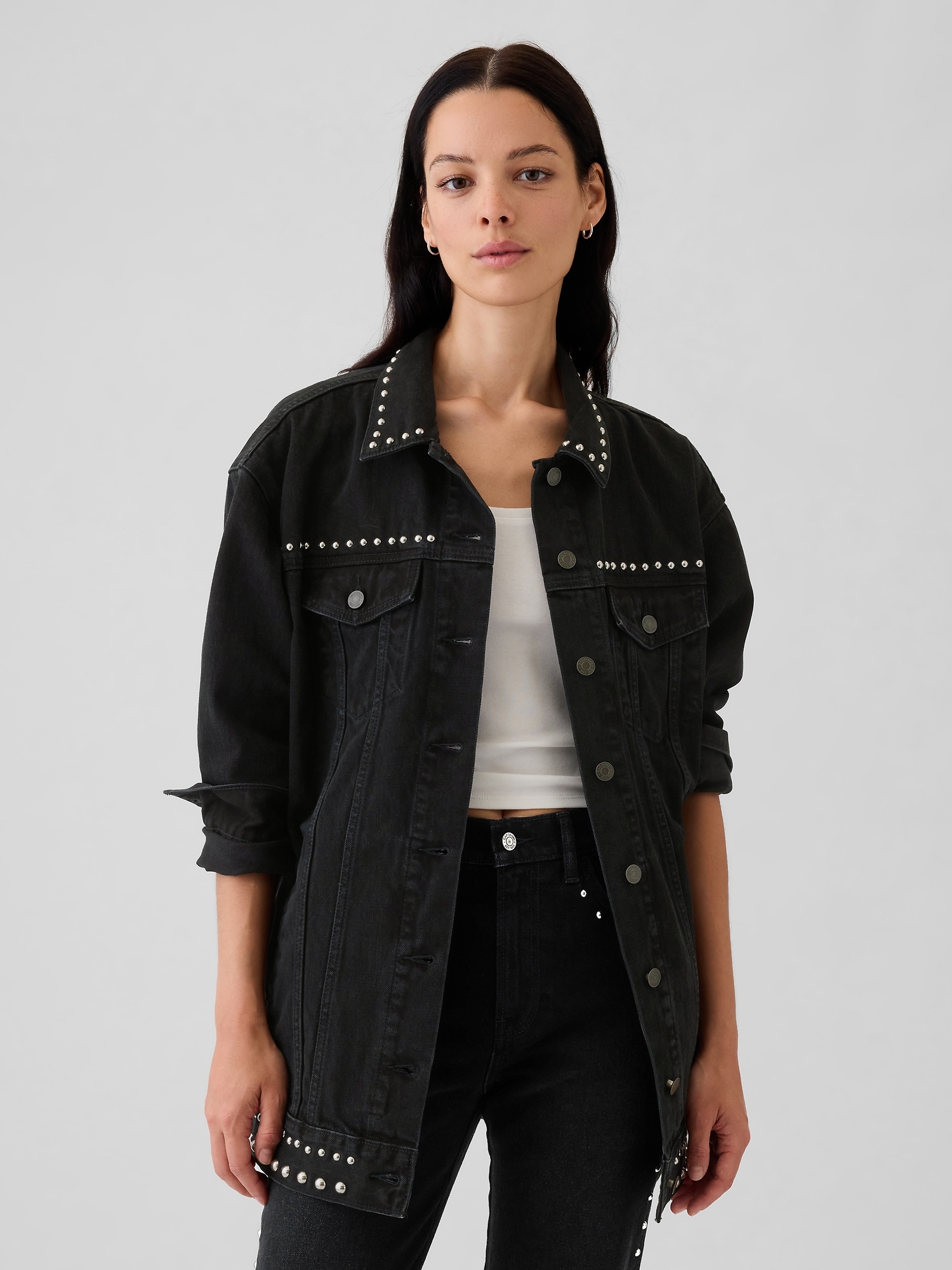 Black jean jacket gap best sale