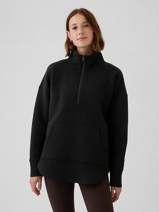 Image number 1 showing, GapFit Quilted Jacquard Half-Zip Pullover