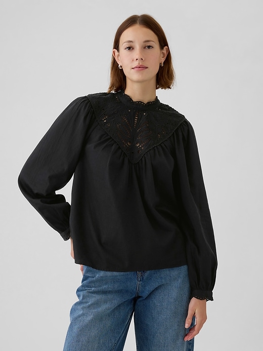 Image number 1 showing, Embroidered Eyelet Top