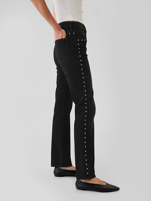 Image number 3 showing, High Rise Studded '90s Straight Jeans