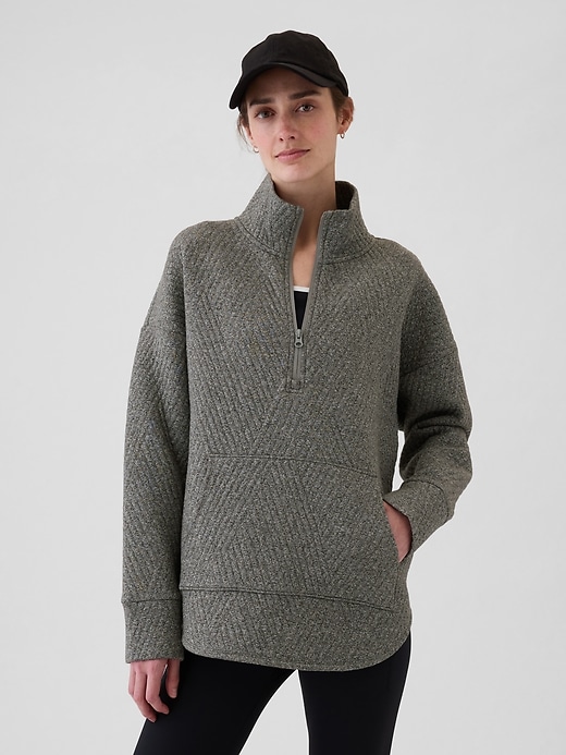 Image number 1 showing, GapFit Quilted Jacquard Half-Zip Pullover