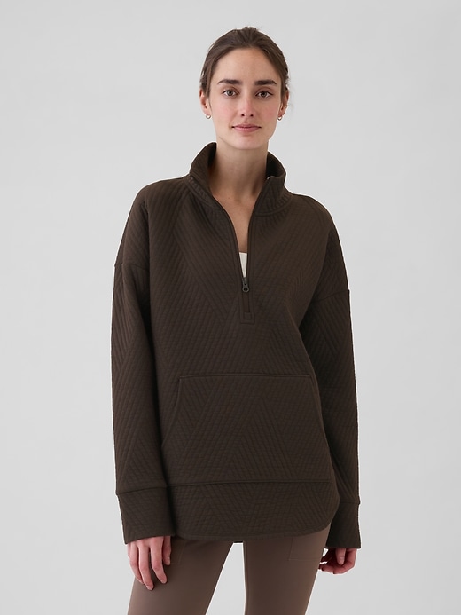 Image number 1 showing, GapFit Quilted Jacquard Half-Zip Pullover