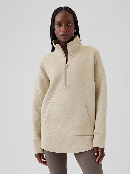 Image number 1 showing, GapFit Quilted Jacquard Half-Zip Pullover