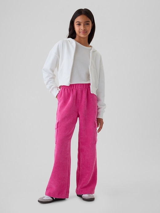 Image number 1 showing, Kids Wide-Leg Corduroy Pull-On Cargo Pants