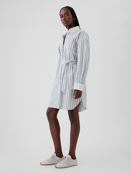 Image number 3 showing, Organic Cotton Striped Mini Shirtdress