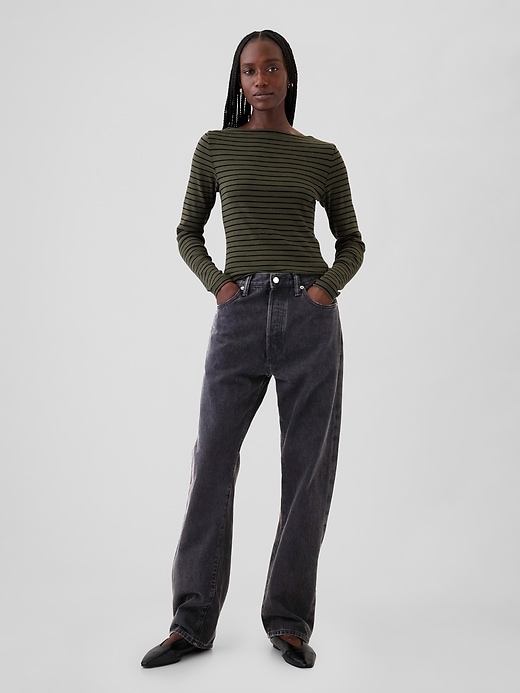 Image number 3 showing, Modern Rib Cropped Boatneck T-Shirt