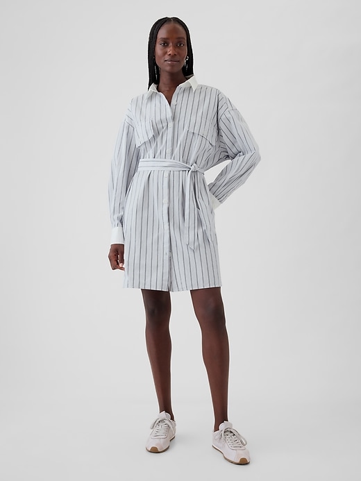 Image number 1 showing, Organic Cotton Striped Mini Shirtdress