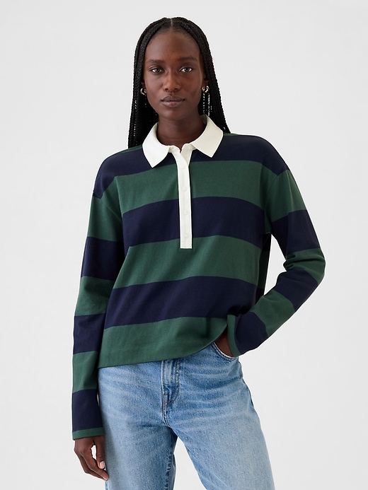 Image number 1 showing, Cropped Rugby Polo Shirt