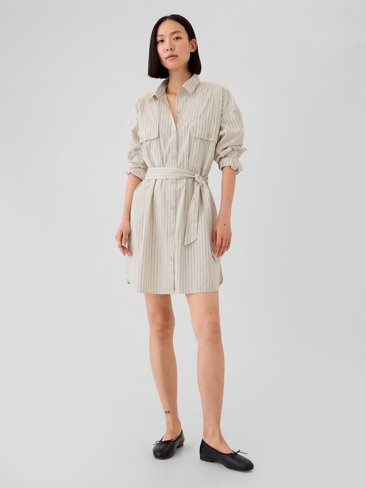 Image number 3 showing, Organic Cotton Striped Mini Shirtdress