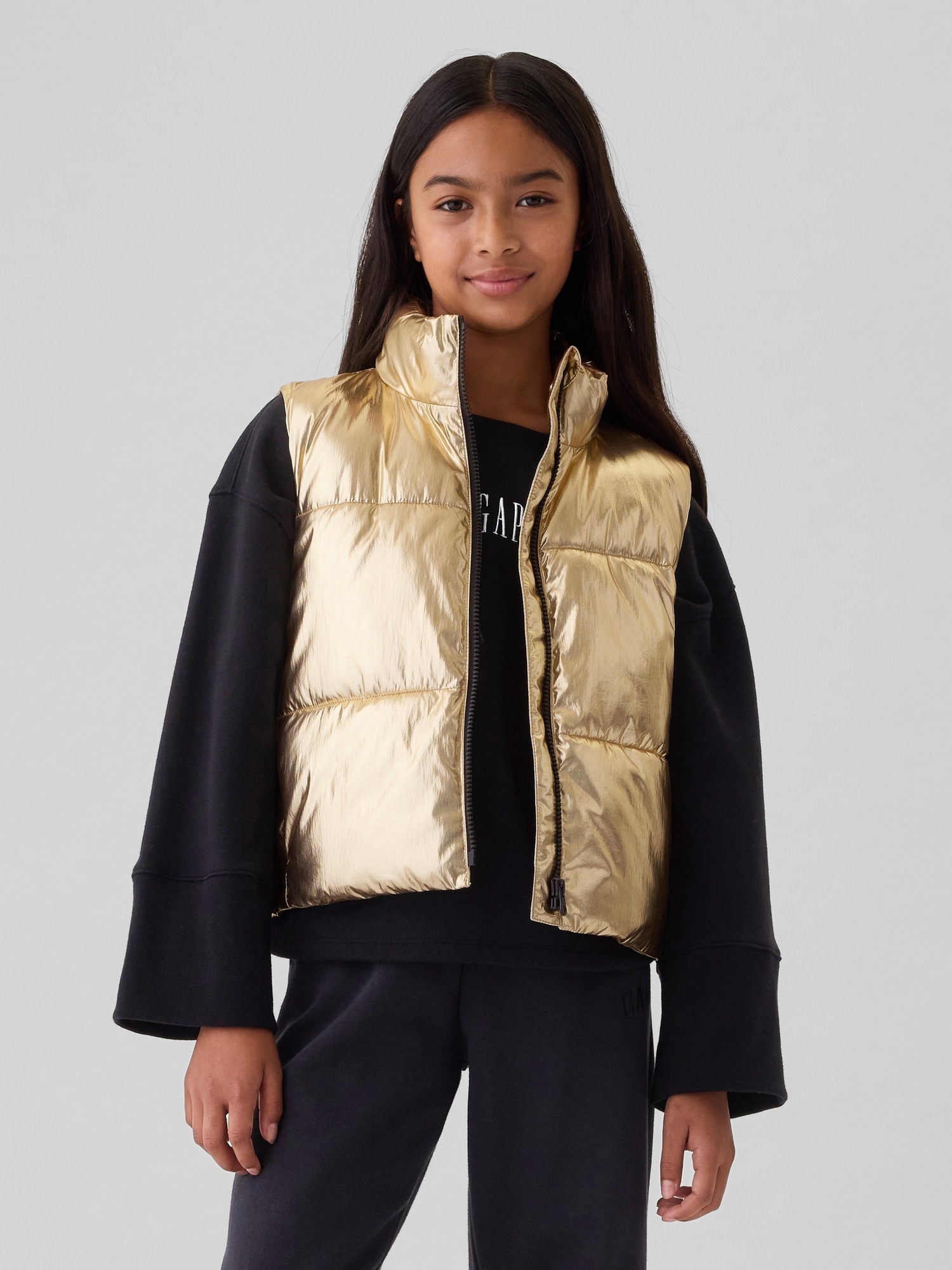 Kids Recycled Metallic Puffer Vest Gap