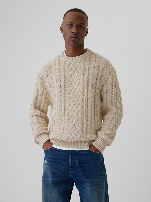 Image number 1 showing, Relaxed Cable-Knit Sweater