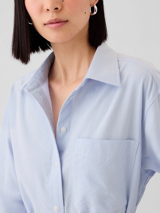 Image number 4 showing, Organic Cotton Oxford Mini Shirtdress