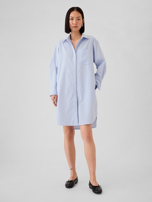 Image number 1 showing, Organic Cotton Oxford Mini Shirtdress