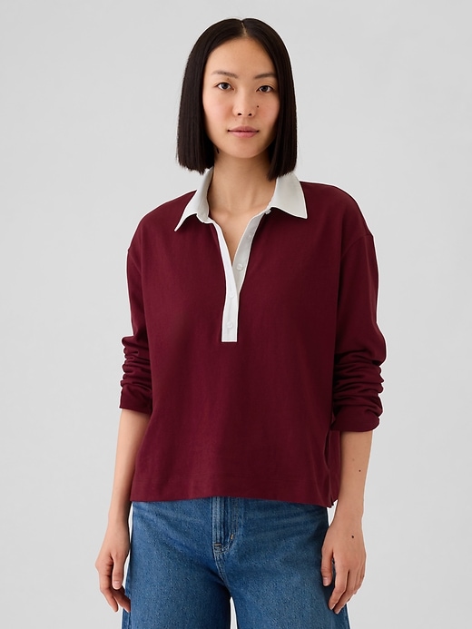 Image number 1 showing, Cropped Rugby Polo Shirt