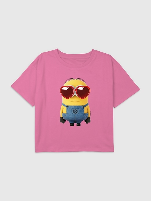 Image number 1 showing, Kids Minions Heart Sunglasses Boxy Crop Tee