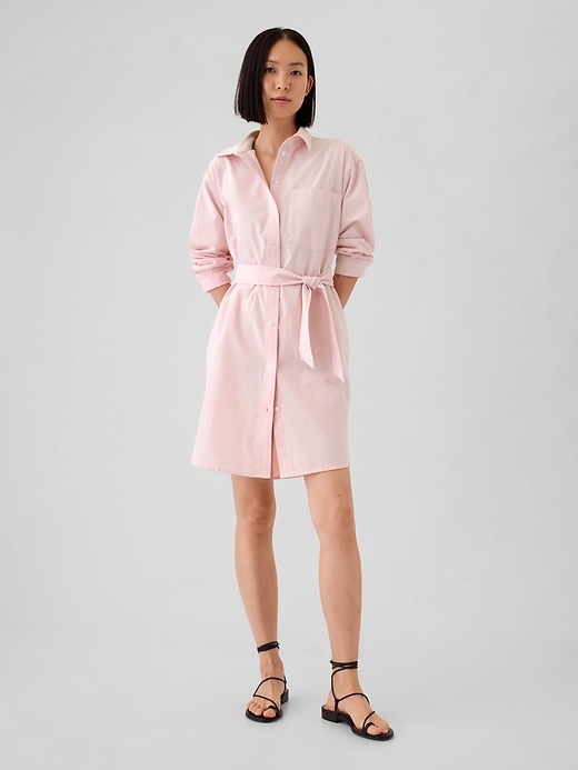 Image number 1 showing, Organic Cotton Oxford Mini Shirtdress