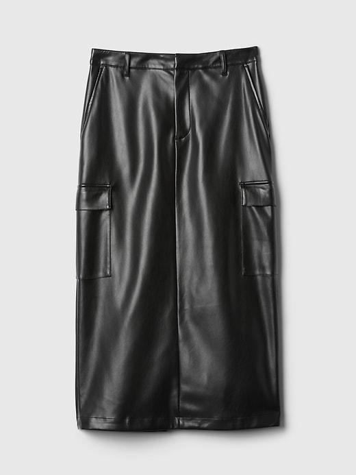 Image number 5 showing, Vegan Leather Cargo Midi Skirt