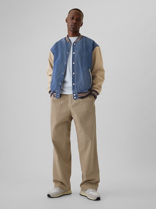 Image number 3 showing, Denim Varsity Jacket