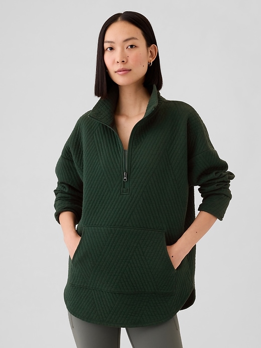 Image number 1 showing, GapFit Quilted Jacquard Half-Zip Pullover