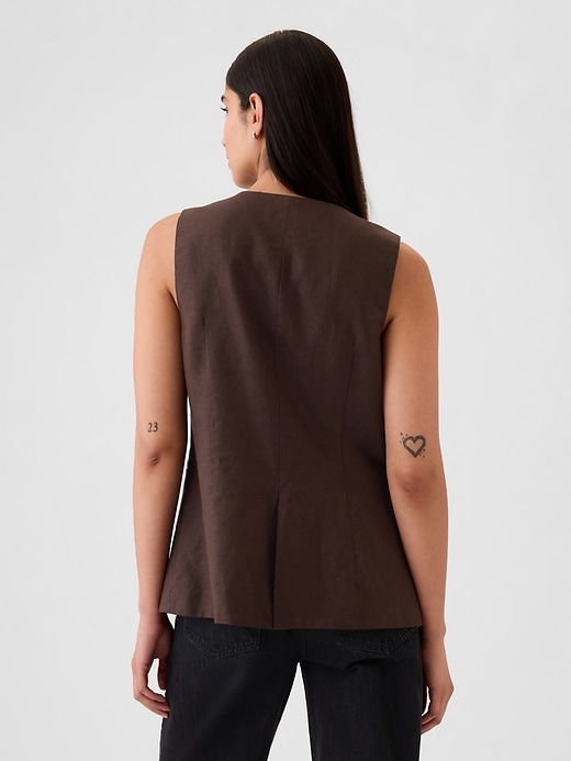 Image number 2 showing, Linen-Cotton Longline Vest