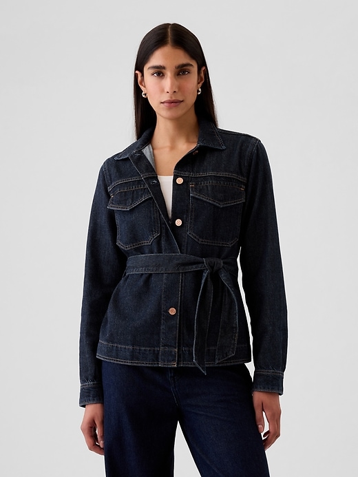 Image number 1 showing, UltraSoft Denim Belted Jacket