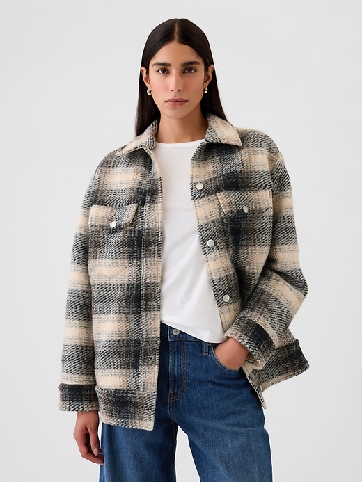 Image number 1 showing, Wool Boyfriend Shirt Jacket