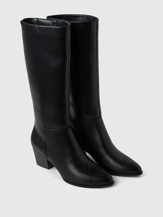 Image number 2 showing, Vegan Leather Tall Heeled Boots