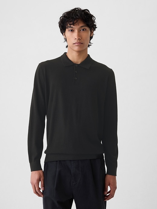 Image number 1 showing, Merino Polo Sweater