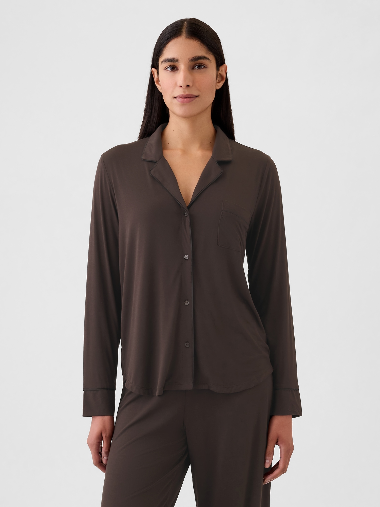 Modal Pajama Shirt - Brown