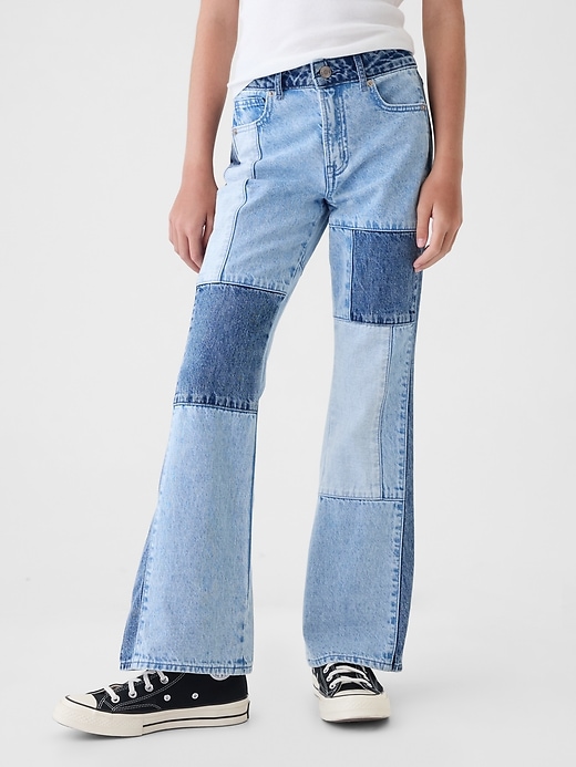 Image number 2 showing, Kids High Rise Patchwork '70s Flare Jeans