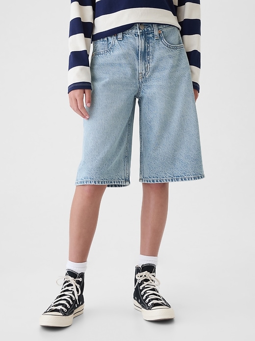 Image number 2 showing, Kids Mid Rise Longline Denim Shorts