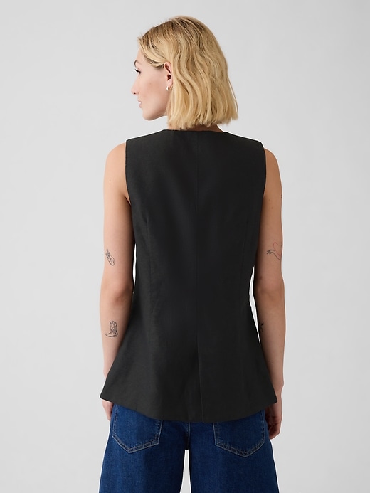 Image number 2 showing, Linen-Cotton Longline Vest