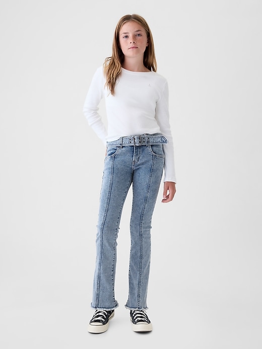 Image number 1 showing, Kids Low Rise Belted Boot Jeans