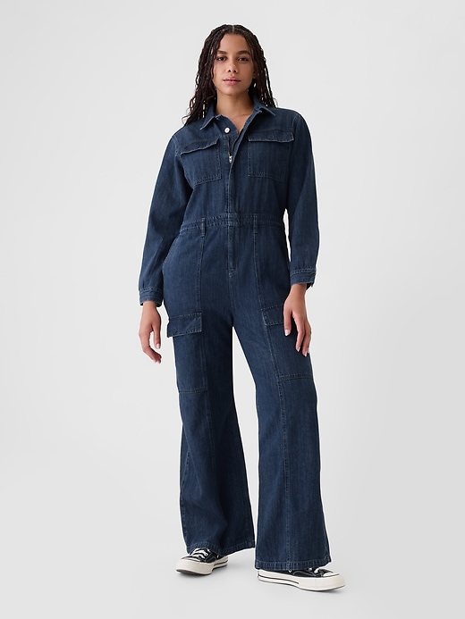 Image number 5 showing, Denim Cargo Jumpsuit