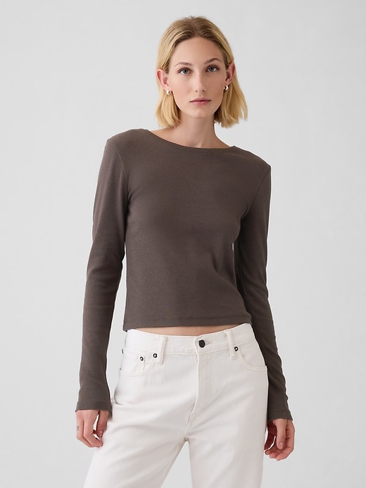 Image number 1 showing, Modern Rib Cropped T-Shirt