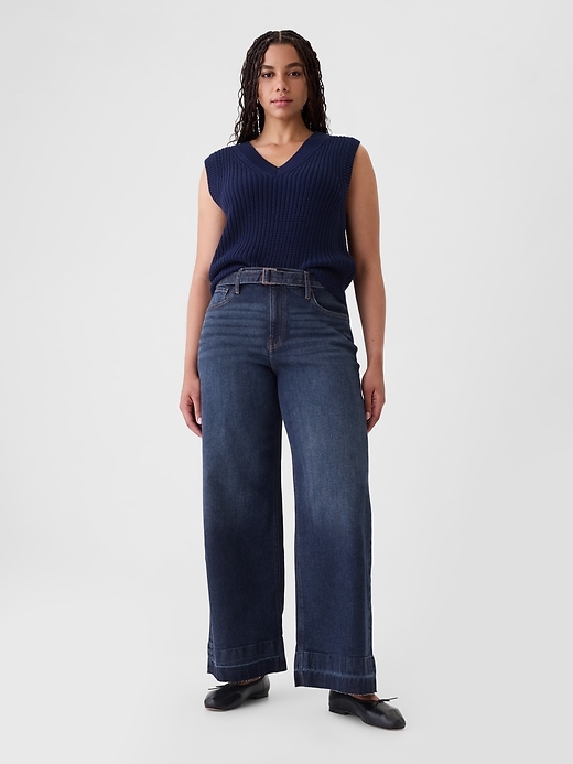 Image number 5 showing, High Rise Stride Belted Wide-Leg Jeans